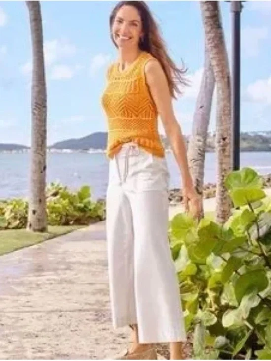 NWT Talbots Goldenrod Pointelle Knit Sweater Vest M - Picture 1 of 6